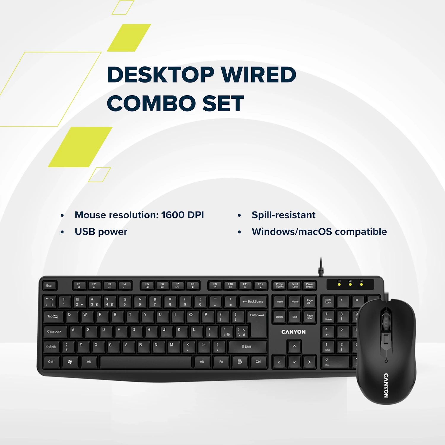CANYON SET-1 EN/AD Keyboard+Mouse Wired Black