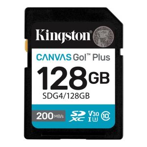 Kingston SD 128GB CanvasGoPlusSDXC,r/w:200/160MB/sDSLRs, mirrorless cameras, 4K video