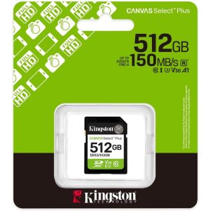 Kingston SDHC 512GB Class 10Canvas Select Plus150 MBs,Class 10 UHS-I