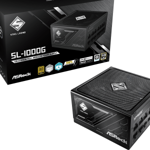 ASROCK PSU 1000W Gold Steel LFully Modular,80PLUS,135mm fanATX 3.1. PCIe 5.1, Japanese Capacitors