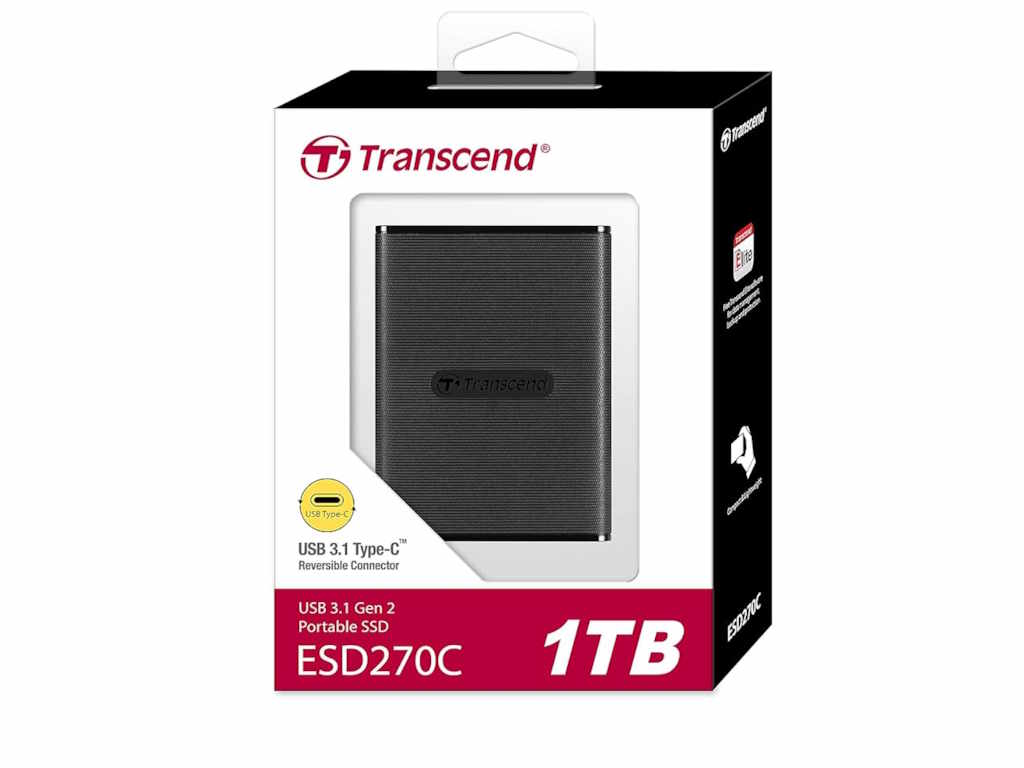 Transcend SSD 1TB PortableESD270C,Type C,USB 3.1,Black - Image 2
