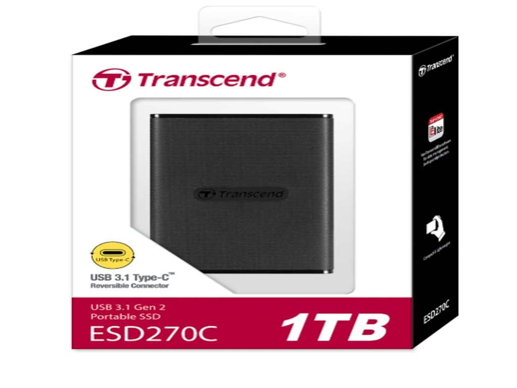 Transcend SSD 1TB PortableESD270C,Type C,USB 3.1,Black - Image 3