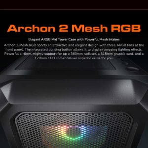 COUGAR Archon 2 Mesh RGB PC Case, Mid Tower, White