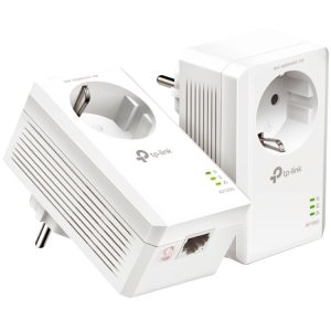 TP-Link AV1000 Passthrough Powerline KIT, Broadcom, 1 Gigabit Ports, 1000Mbps Powerline, HomePlug AV2, Green Powerline, Plug and Play, Pair Button, New PLC Utility, Twin Pack