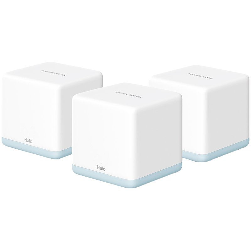 Mercusys Halo H30G(3-pack) AC1300 Whole Home Mesh Wi-Fi System, 400 Mbps at 2.4 GHz + 867 Mbps at 5 GHz, 2× Internal Antennas, 2× Gigabit Ports per Unit (WAN/LAN auto-sensing), MERCUSYS APP, Router/AP Mode, One Unified Network, up to 100 devices