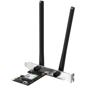 Mercusys MA80XE AX3000 Dual-Band Wi-Fi 6 Bluetooth PCI Express Adapter, 2402 Mbps at 5 GHz + 574 Mbps at 2.4 GHz, 2× High Gain Dual-Band External Antennas, Wi-Fi 6, MU-MIMO, OFDMA, 1024 QAM, HE160, WPA3, Bluetooth 5.2, Intel WiFi 6 Chipset