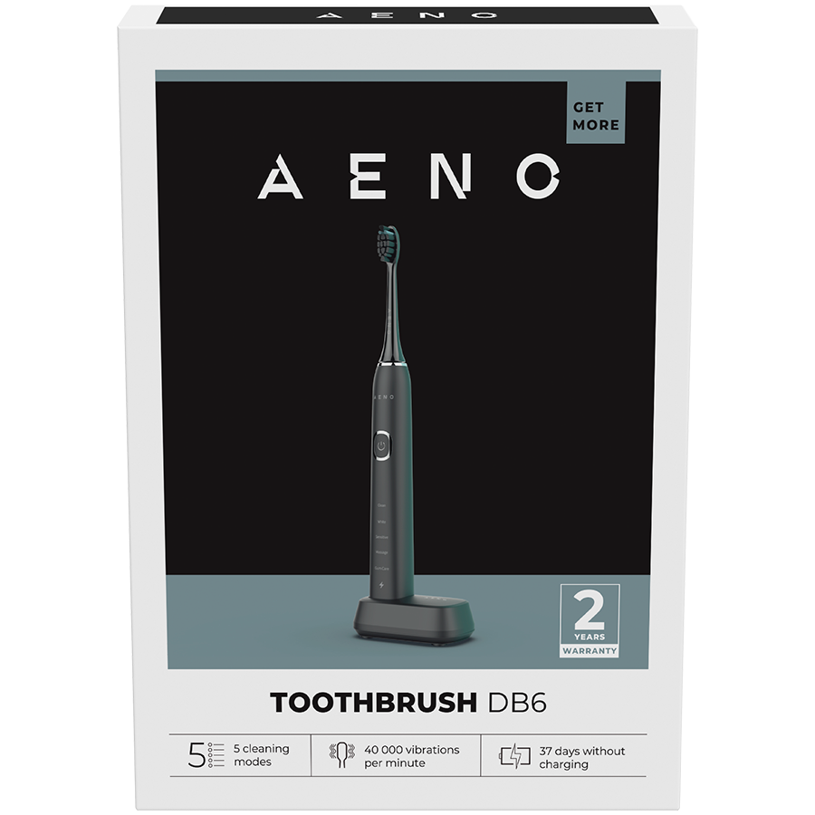AENO Sonic Electric Toothbrush DB6: Black, 5 modes, wireless charging, 46000rpm, 40 days without charging, IPX7 - Image 4