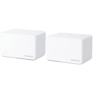 AX3000 Whole Home Mesh Wi-Fi 6 SystemSPEED: 574 Mbps at 2.4 GHz + 2402 Mbps at 5 GHzSPEC: Internal Antennas, 3× Gigabit Ports per Unit (WAN/LAN auto-sensing), 1024-QAM, OFDMA, HE160FEATURE: MERCUSYS APP, Router/AP Mode, One Unified Network, Seaml