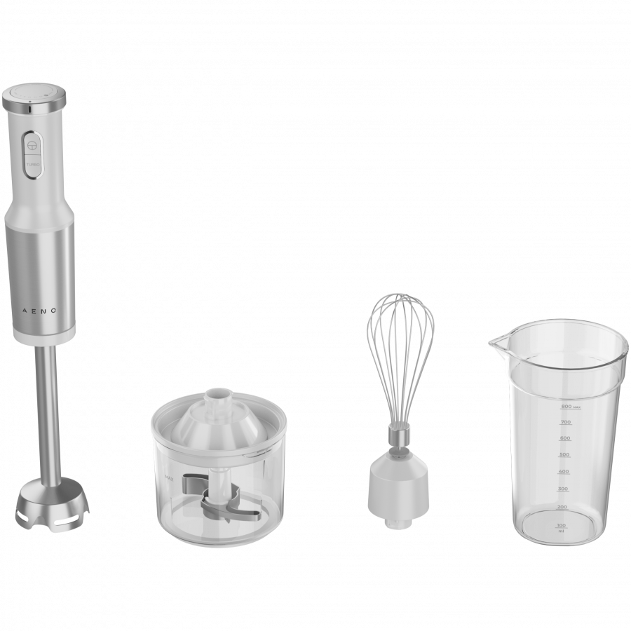 Hand Blender, 1200W in CB, White, Tiger Teeth Cutter, Whisk, Food Processor, Cup - Image 2