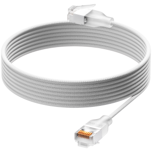 Ubiquiti UACC-Cable-Patch-EL-C6A-0.3M-W Ultra-thin braided patch cable, designed and optimized for 10 GbE networking, Translucent booted RJ45 for optimal Etherlighting brightness