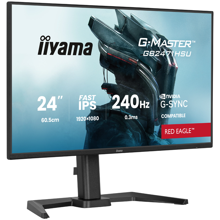 IIYAMA Gaming Monitor GB2471HSU-B1 G-MASTER 23.8" Fast IPS 1920 x 1080 240Hz, 350cd, 0.3ms, HDMI, DP, USB, Full Ergo - Image 2