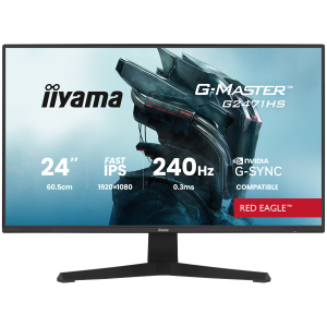 IIYAMA Gaming Monitor G2471HS-B1 G-MASTER 23.8" Fast IPS 1920 x 1080 350cd 1000:1 0.3ms HDMI DP Tilt