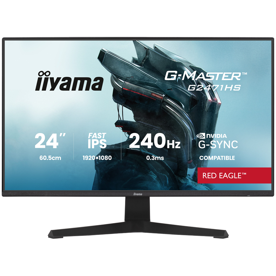 IIYAMA Gaming Monitor G2471HS-B1 G-MASTER 23.8" Fast IPS 1920 x 1080 350cd 1000:1 0.3ms HDMI DP Tilt