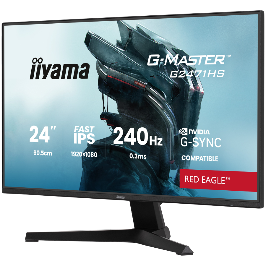 IIYAMA Gaming Monitor G2471HS-B1 G-MASTER 23.8" Fast IPS 1920 x 1080 350cd 1000:1 0.3ms HDMI DP Tilt - Image 2