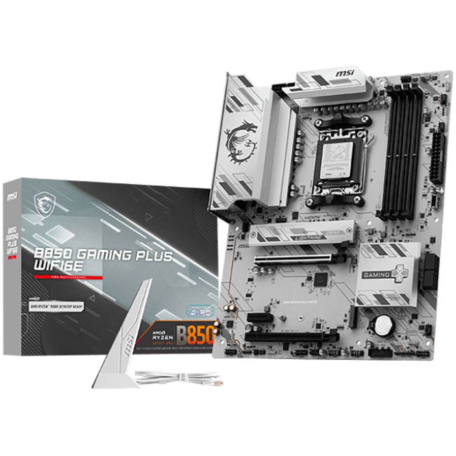 MSI B850 GAMING PLUS WIFI6E Motherboard, ATX - Supports AMD Ryzen 9000/8000 / 7000 Processors, AM5 - DDR5 Memory Boost 8200+ MT/s (OC), PCIe 4.0 x16, M.2 Gen5, Wi-Fi 6E, 2.5G LAN