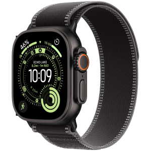 Apple Watch Ultra 3 Cellular 49mm Black Titanium Case with Black/Charcoal Trail Loop - M/L