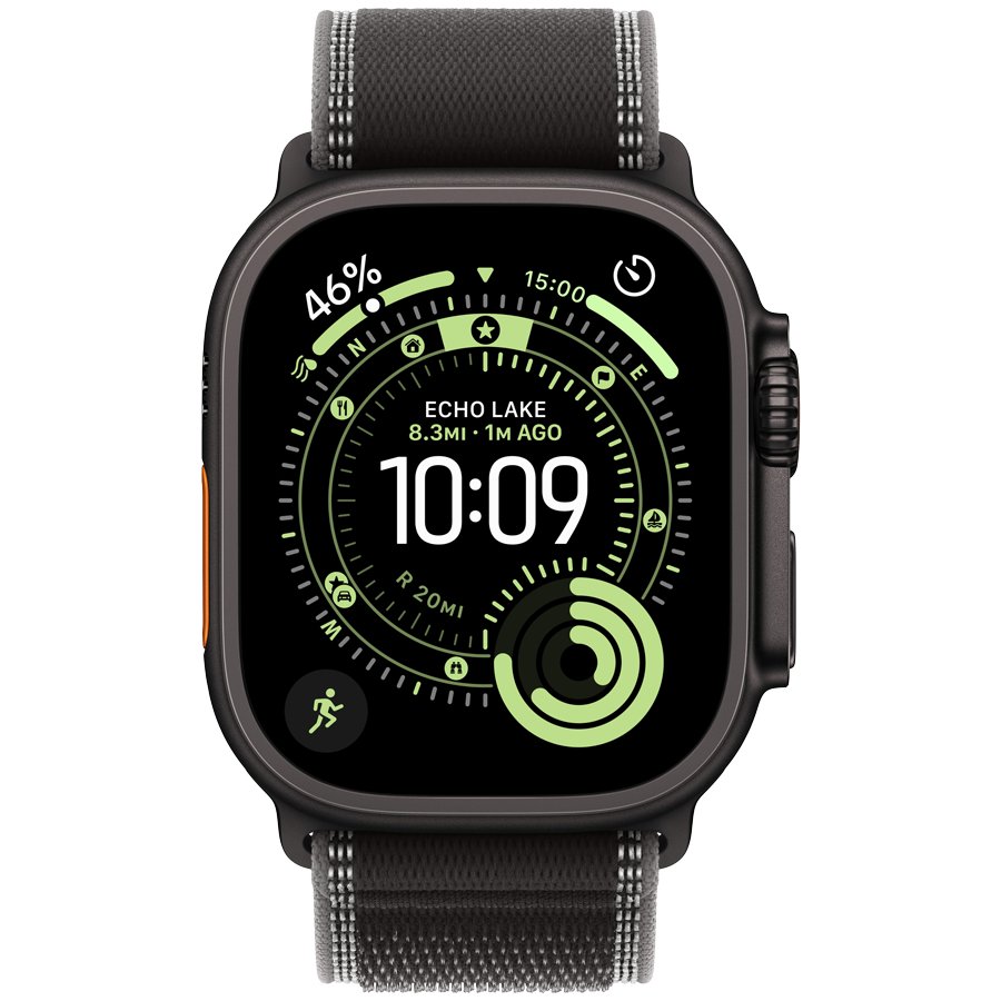 Apple Watch Ultra 3 Cellular 49mm Black Titanium Case with Black/Charcoal Trail Loop - M/L - Image 2