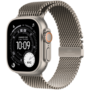 Apple Watch Ultra 3 Cellular 49mm Natural Titanium Case with Natural Titanium Milanese Loop - Large