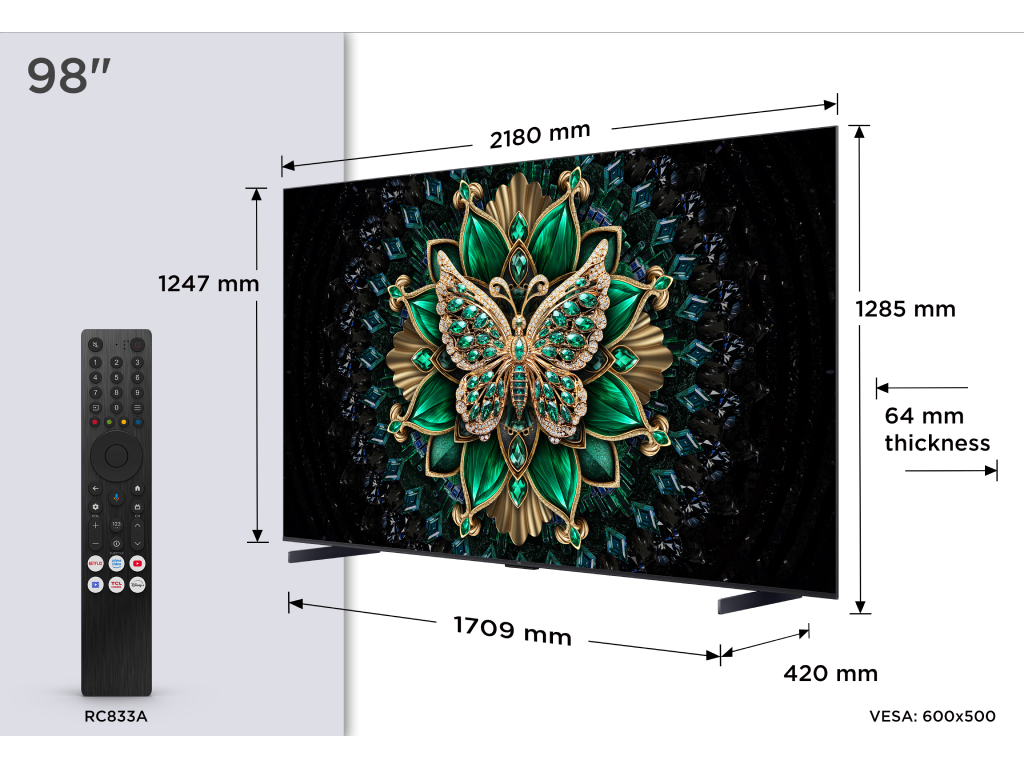TCL 98"C6K 4K QD-Mini LED TV144Hz Google TV; Game Master;Dolby Atmos; Onkyo 2.1; HDR Premium; - Image 4