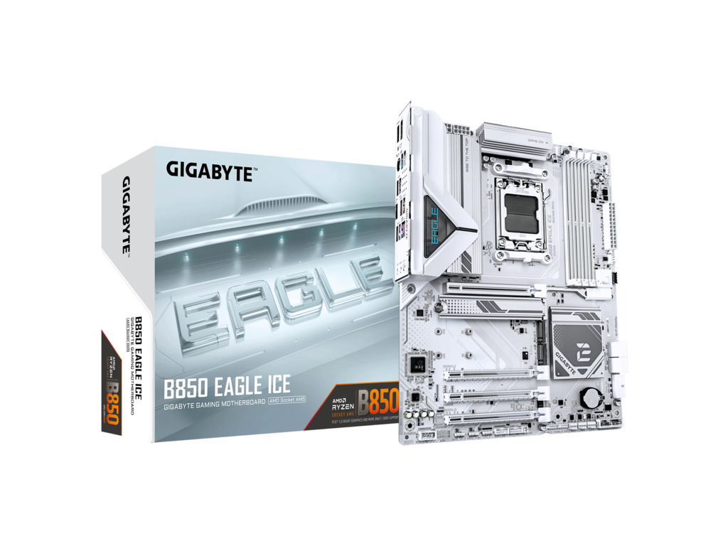 Gigabyte MB B850 Eagle Ice AM5; 4xDDR5; 3xM.2; 4xSATA 8xUSB; HDMI, DP; USB Type-C, ATX;