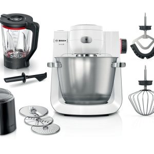 BOSCH kuhinjski aparat MUM 6BIJELA-SREBRNA 1600W,5,5L, 7 Brzina, NOVI DIZAJN