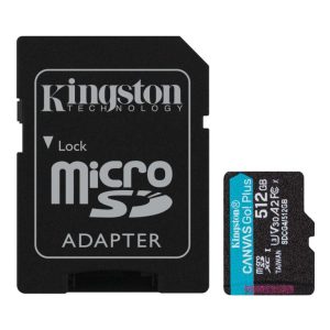 Kingston microSD 512GBCanvasGoPlus, Gen4r/w:200MB/s/160MB/s,with adapter