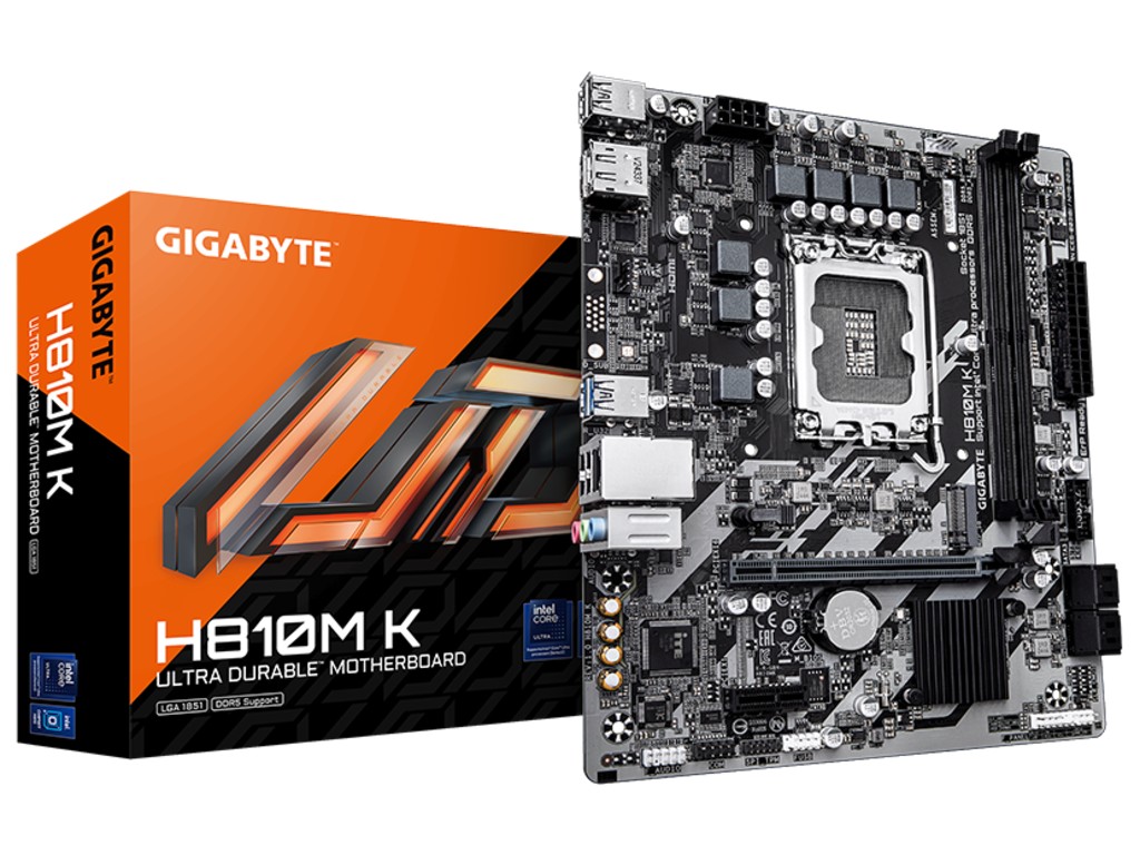 Gigabyte MB H810M K DDR5 LGA1851, 2x DDR5,1xM.2,4xSATA 6x USB, HDMI, DP, mATX