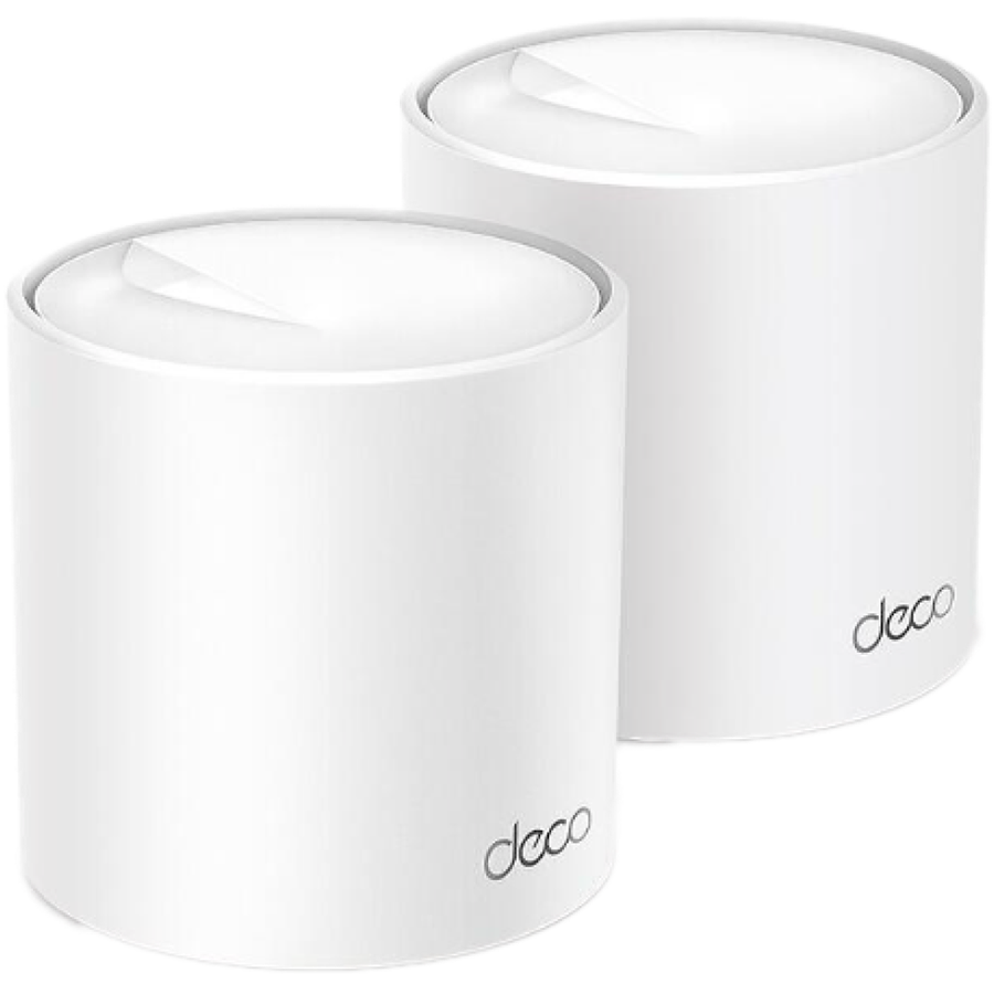 TP-Link Deco X50(2-pack) AX3000 Whole Home Mesh Wi-Fi 6 System, 574 Mbps at 2.4 GHz + 2402 Mbps at 5 GHz, 2× Internal Antennas, 3× Gigabit Ports (WAN/LAN auto-sensing), 2 Streams and HE160 for 5GHz, Deco App, Router/AP Mode, IPv6, IPTV, HomeShield