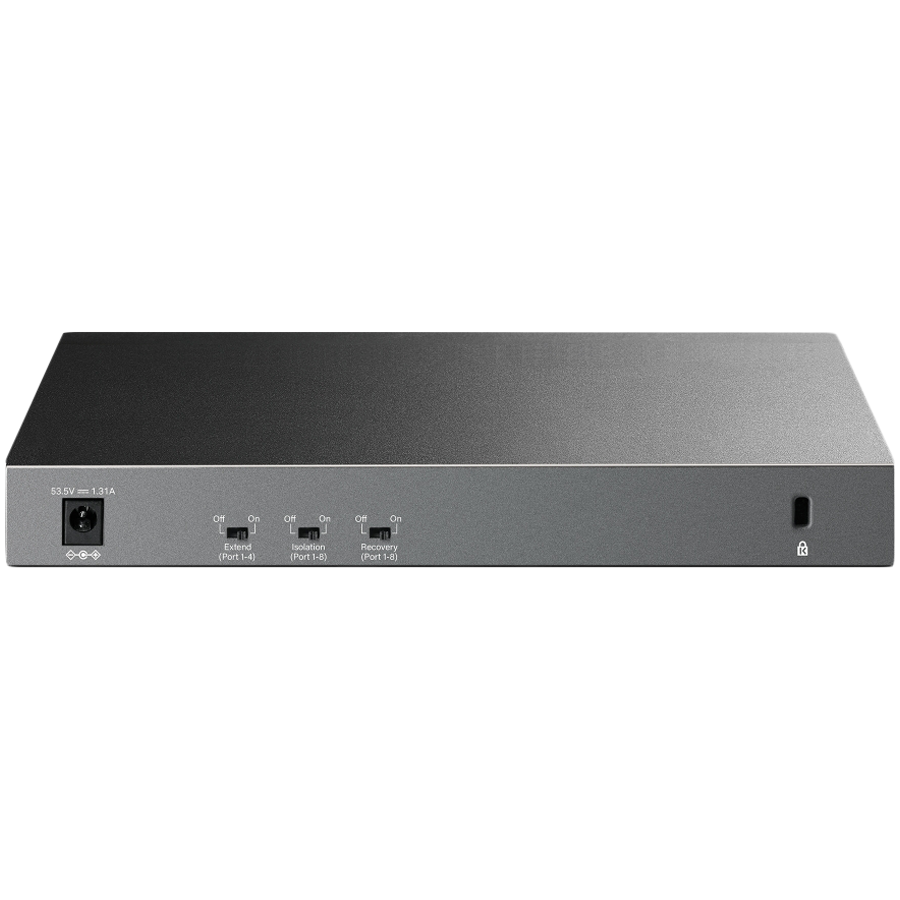 TP-Link LS1210GP 10-Port Gigabit Desktop Switch with 8-Port PoE+, 8× Gigabit PoE+ Ports, 1x Gigabit Non-PoE Port, 1× Gigabit SFP Slot, 61 W PoE Power, Desktop Steel Case, Extend Mode for 250m PoE Transmitting, Isolation Mode, PoE Auto Recovery - Image 3