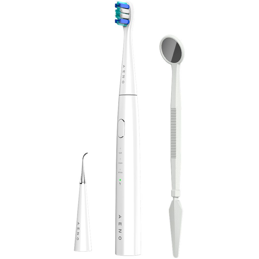 AENO Sonic Electric toothbrush, DB8: White, 3modes, 3 brush heads + 1 cleaning tool, 1 mirror, 30000rpm, 100 days without charging, IPX7 - Image 2