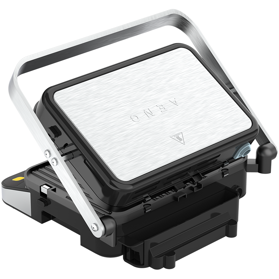 AENO ''Electric Grill EG1: 2000W, 3 heating modes - Upper Grill, Lower Grill, Both Grills Defrost, Max opening angle -180°, Temperature regulation, Timer, Removable double-sided plates, Plate size 320*220mm'' - Image 2