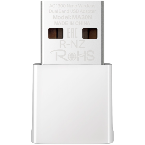 Mercusys MA30N AC1300 Nano Wireless Dual Band USB Adapter, 400 Mbps at 2.4 GHz + 867 Mbps at 5 GHz, Internal Antennas, USB 2.0, Nano Size, MU-MIMO, WPA3