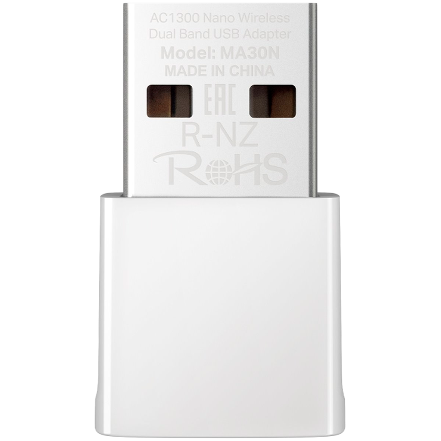 Mercusys MA30N AC1300 Nano Wireless Dual Band USB Adapter, 400 Mbps at 2.4 GHz + 867 Mbps at 5 GHz, Internal Antennas, USB 2.0, Nano Size, MU-MIMO, WPA3