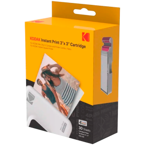 Kodak ICRG-330 4PASS 3 x 3 Inch (7.6 x 7.6 cm) Paper and Color Ribbon Integrated Cartridge, Compatible with Mini 3 Square, Mini 3 Square Retro, Mini Shot 3 Square, Mini Shot 3 Square Retro 3 Pack