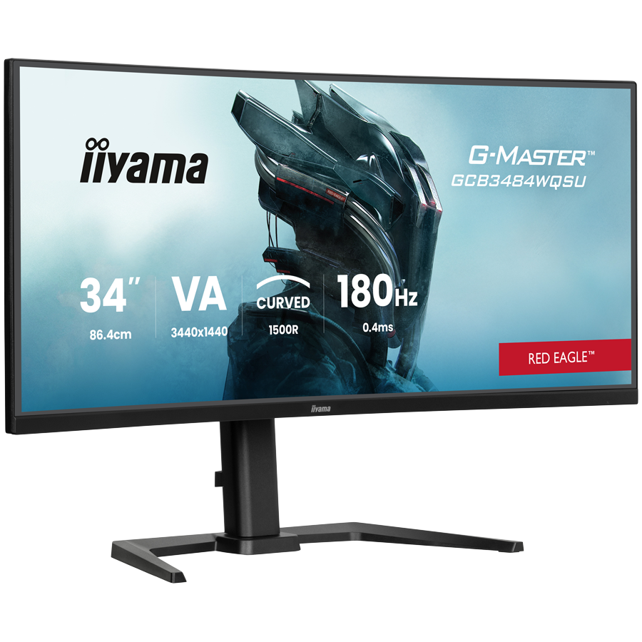 IIYAMA Monitor LED GCB3484WQSU-B1 34" VA 1500R 3440 x 1440 180Hz 21:9 500 cd 4000:1 0.4ms HDMI DP USB HUB Full Ergo - Image 2