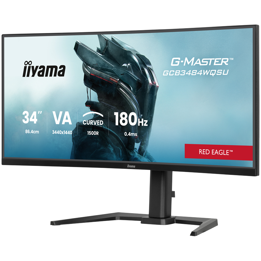 IIYAMA Monitor LED GCB3484WQSU-B1 34" VA 1500R 3440 x 1440 180Hz 21:9 500 cd 4000:1 0.4ms HDMI DP USB HUB Full Ergo - Image 3