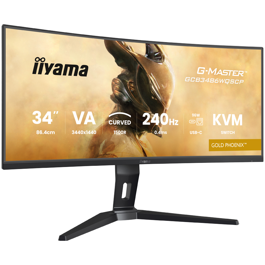 34" UW VA-panel, Curved Gaming 1500R,G-Master Gold Phoenix, 3440x1440-240Hz (21:9),0,4ms (MPRT),500cdm HDR400,FreeSync Premium,Speakers,2xHDMI (2.1) VRR/ALLM,2xDisplayPort, USB-C DOCK (LAN/KVM/95W PD),USB 2x3,2+1xC, PIP/PBP,13cm Height Adj. Stand - Image 2