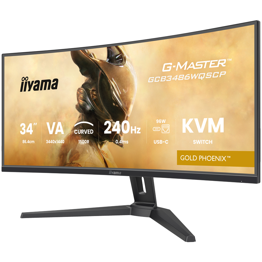 34" UW VA-panel, Curved Gaming 1500R,G-Master Gold Phoenix, 3440x1440-240Hz (21:9),0,4ms (MPRT),500cdm HDR400,FreeSync Premium,Speakers,2xHDMI (2.1) VRR/ALLM,2xDisplayPort, USB-C DOCK (LAN/KVM/95W PD),USB 2x3,2+1xC, PIP/PBP,13cm Height Adj. Stand - Image 3