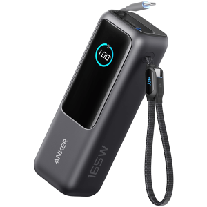 Anker Power Bank (25K, 165W, Built-In USB-C and Retractable Cable) Black
