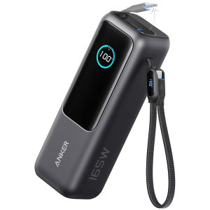 Anker Power Bank (25K, 165W, Built-In USB-C and Retractable Cable) Silver