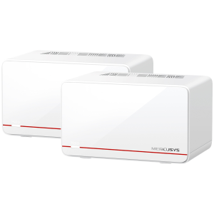 Mercusys Halo H37BE (2-PACK) BE6500 Whole Home Mesh Wi-Fi 7 System, 688 Mbps at 2.4 GHz + 5760 Mbps at 5 GHz, Internal Antennas, 2x 2.5 Gbps Port (WAN/LAN auto-sensing), 1x Gigabit Port (WAN/LAN auto-sensing), MLO, 4096-QAM, OFDMA, EHT160 on 5GHz
