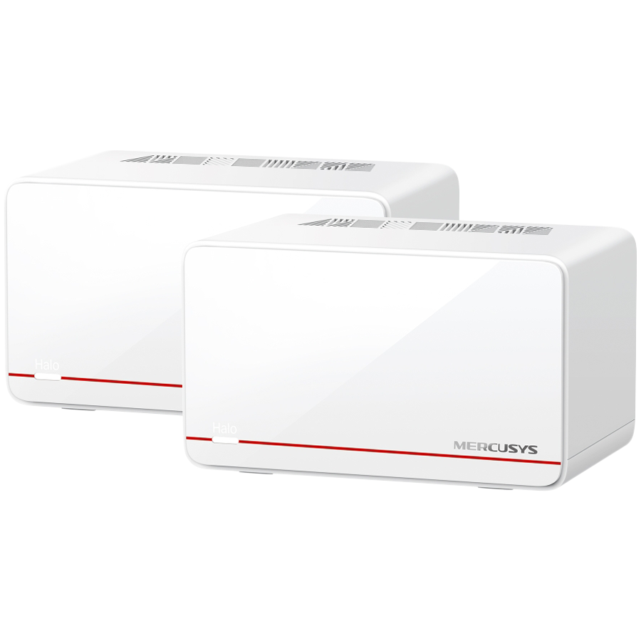 Mercusys Halo H37BE (2-PACK) BE6500 Whole Home Mesh Wi-Fi 7 System, 688 Mbps at 2.4 GHz + 5760 Mbps at 5 GHz, Internal Antennas, 2x 2.5 Gbps Port (WAN/LAN auto-sensing), 1x Gigabit Port (WAN/LAN auto-sensing), MLO, 4096-QAM, OFDMA, EHT160 on 5GHz
