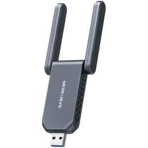 Mercusys MA37BEH BE6500 Wi-Fi 7 High-Gain Wireless USB Adapter, 688 Mbps at 2.4 GHz + 2882 Mbps at 5 GHz + 2882 at 6 GHz, 2x High Gain External Antenna, USB 3.0, MU-MIMO, OFDMA, Beamforming, WPA3