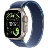 Apple Watch Ultra 3 Cellular 49mm Natural Titanium Case with Blue/Bright Blue Trail Loop - M/L