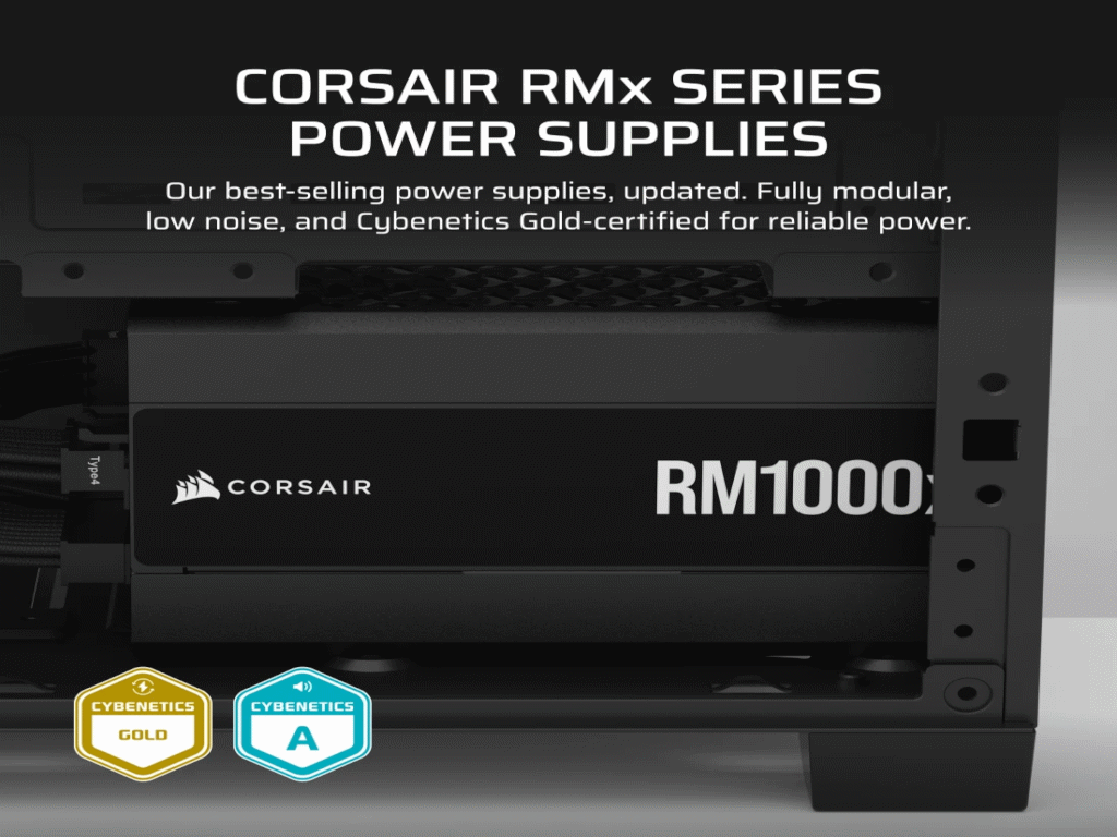 Corsair PSU 1000W RM1000xGold, Fully Modular, 12V-2x612xSATA, 4xPCIe, ATX 3.1, PCIe 5.1 - Image 4