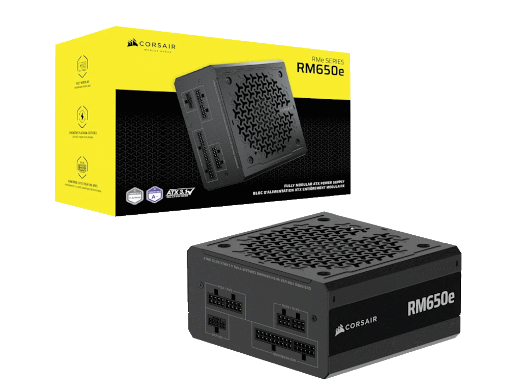 Corsair PSU 650W RM650eGold, Fully Modular, 12V-2x66xSATA, 3xPCIe, ATX 3.1, PCIe 5.1 - Image 3