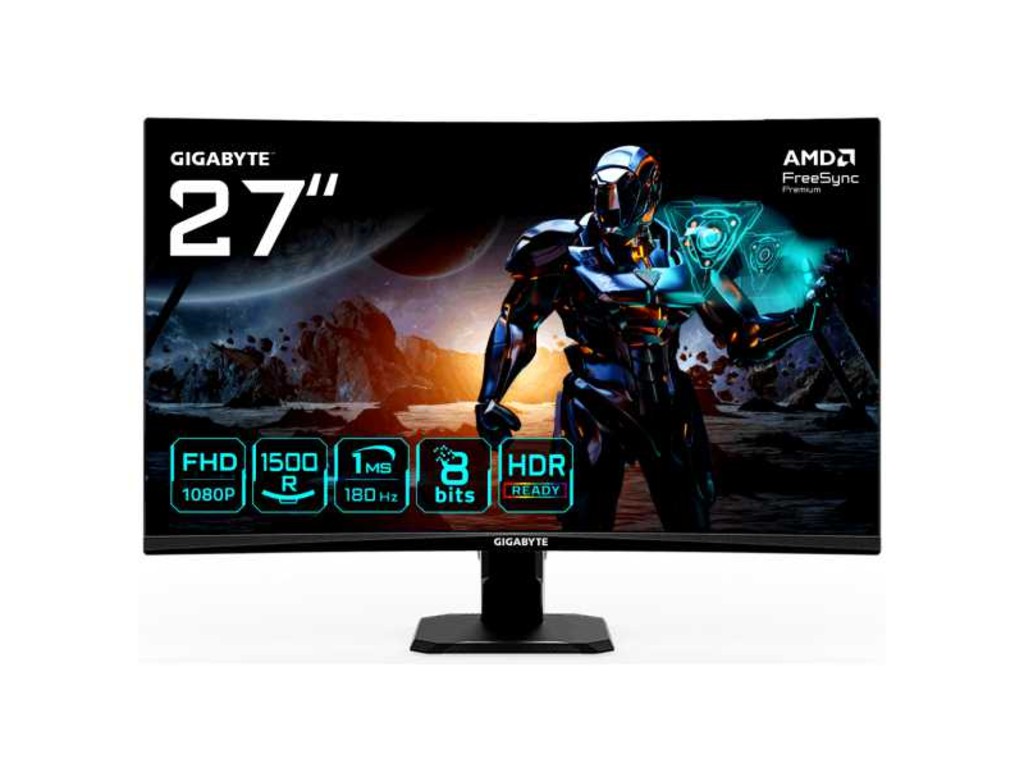 Gigabyte Monitor 27" GS27FC EU27" VA 1500R, 1920x1080 FHD, 250cd, 180Hz, 1ms, 2x HDMI, 1x DP