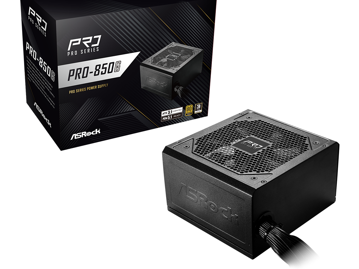 ASRock PSU 850W Gold, Pro80PLUS, 120mm fan, ATX 3.1PCIe 5.1 - Image 2