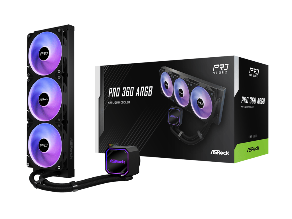 ASROCK 360 A-RGB AIO BlackCPU Liquid Cooler, PRO1851, 1700, AM4, AM5 - Image 2