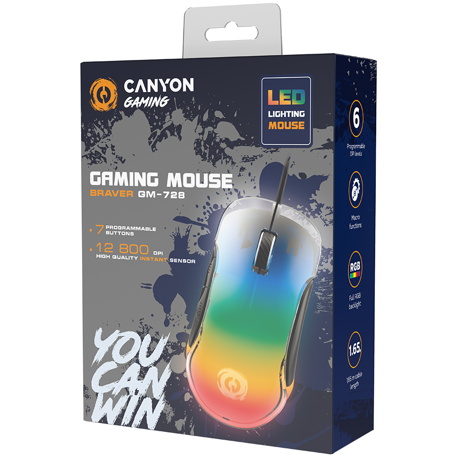CANYON mouse Braver GM-728 LED Crystal 7buttons Wired Black - Image 5